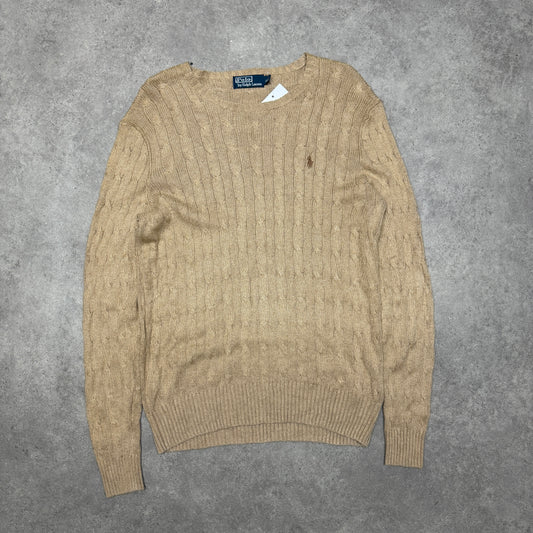 Polo Ralph Lauren Crew Neck Cable Knit Jumper Size M Came