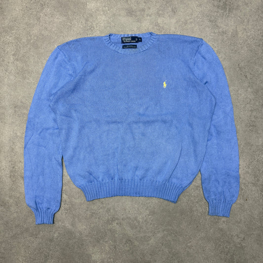 Polo Ralph Lauren Crew Neck Heavy Knit Jumper Size L Light Blue