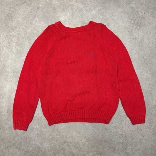 Burberry Crew Neck Heavy Knit Jumper  Size L Red