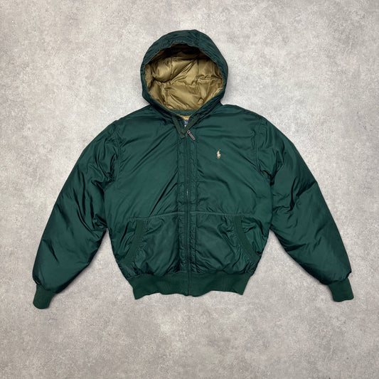 Polo Ralph Lauren Puffer Down Hooded Jacket  Size M Green