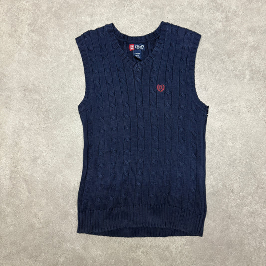 Chaps Cable Knit Vest Size L (Fit M) Navy