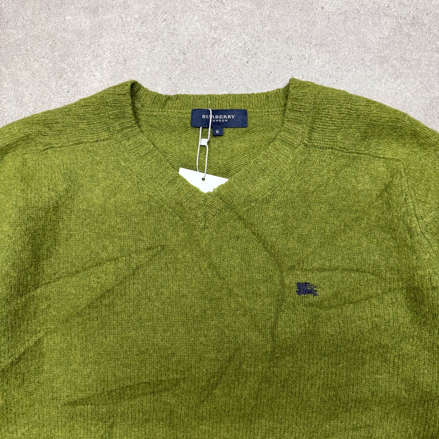 Burberry V Neck Wool Knit Jumper  Women Size m Green