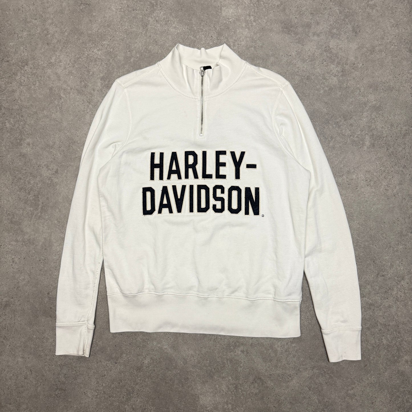 Harley Davidson Quarter Zip Sweatshirt Size L  White