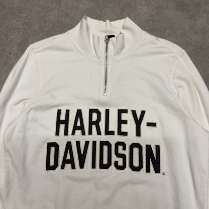 Harley Davidson Quarter Zip Sweatshirt Size L  White