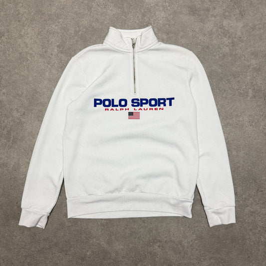 Polo Ralph Lauren Quarter Zip Sweatshirt Women Size M White