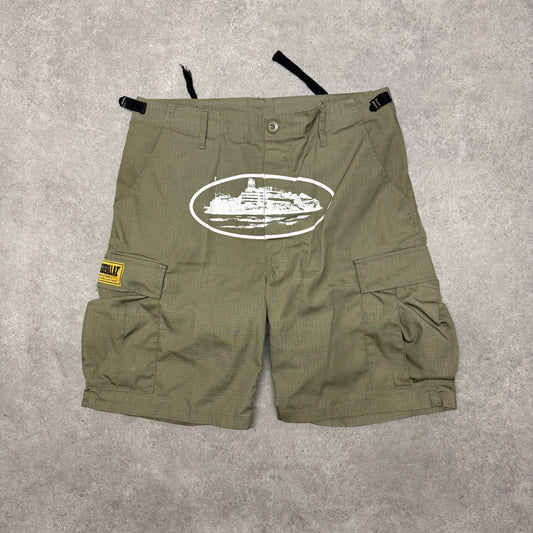 Corteiz Alcatraz Cargo Shorts Size M Khaki