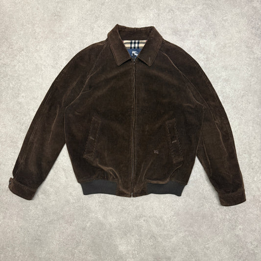 Burberry Corduroy Wool Lined  Harrington Jacket Size L Brown