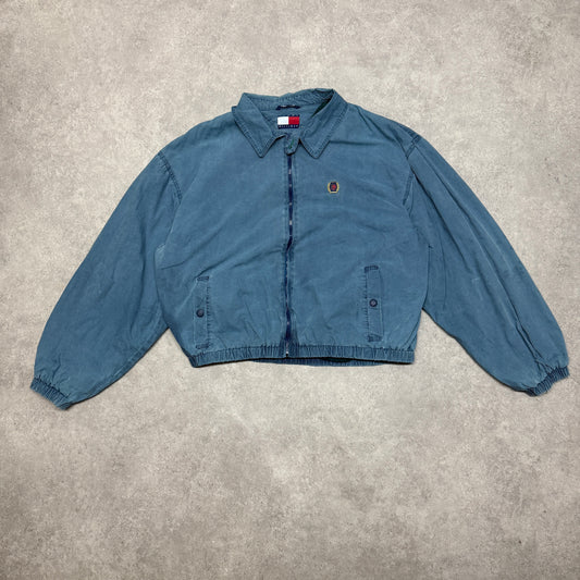 Vintage Tommy Hilfiger Lined Harrington Crop Jacket Size L Blue