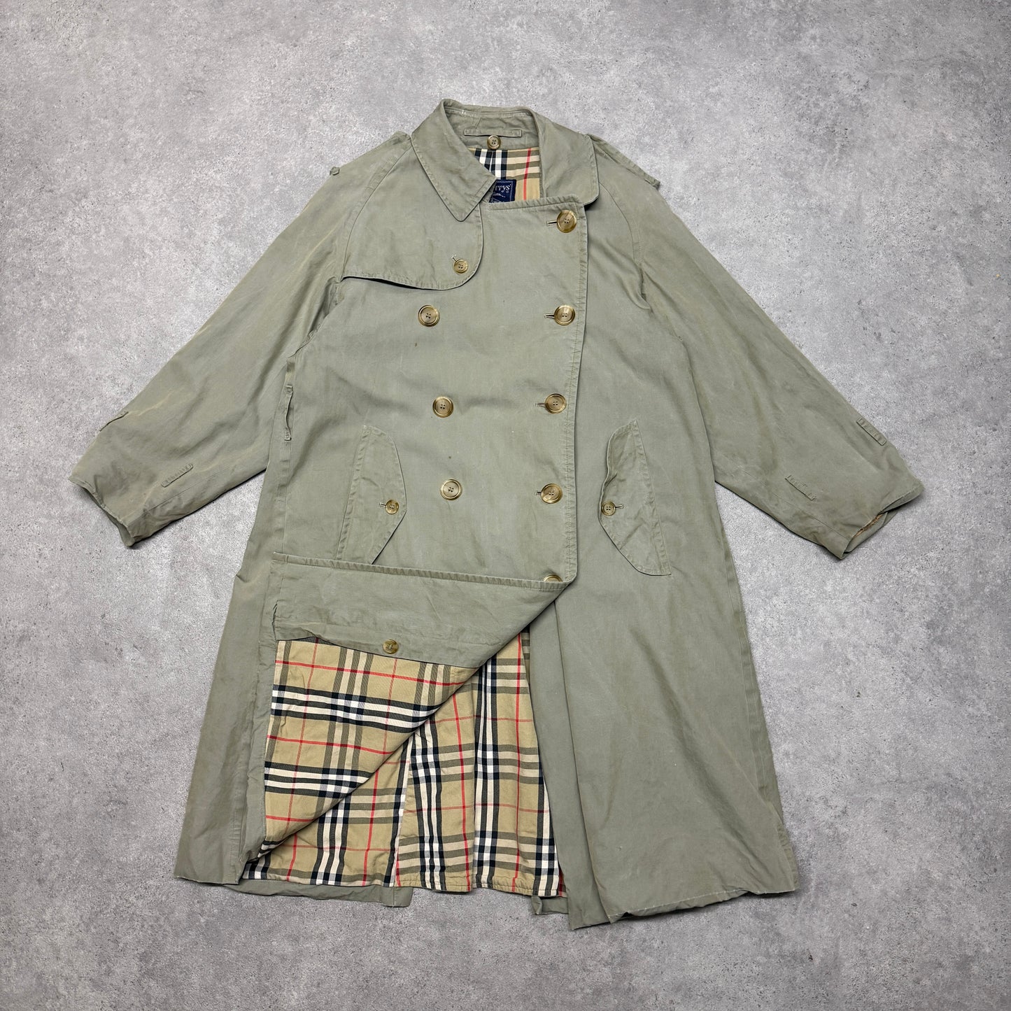 Burberry Classic Nova Check Trench Coat Size M Beige