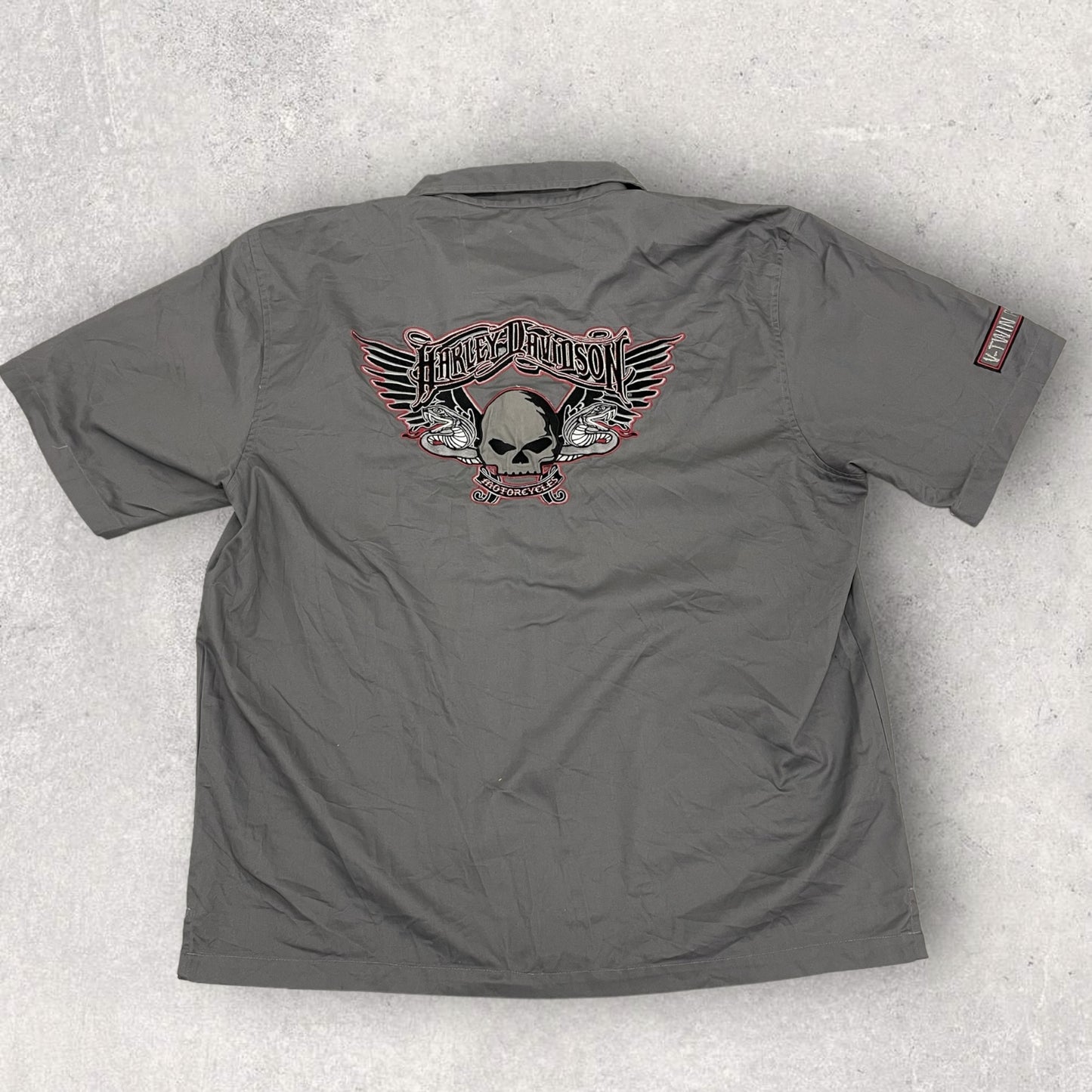 Vintage Harley Davidson Short Sleeve Shirt Grey Size XXL SH_1