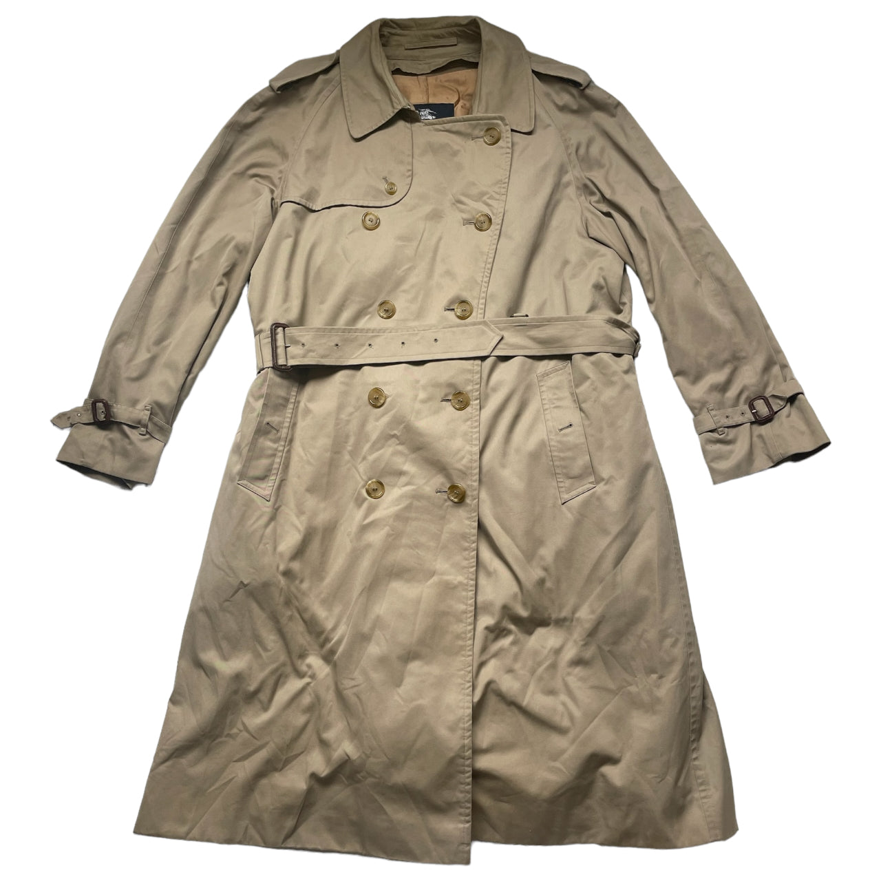 Vintage Burberry Trench coat Wool Lined Adjustable L Size Beige A_48