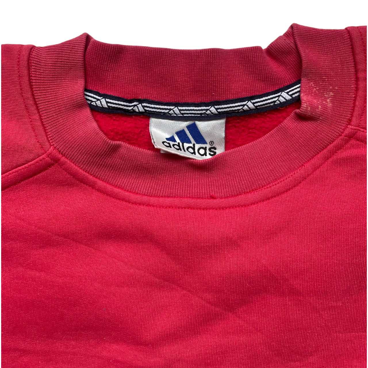 Adidas Vintage Sweatshirt 3 Stripes 90s L Size Red A_35