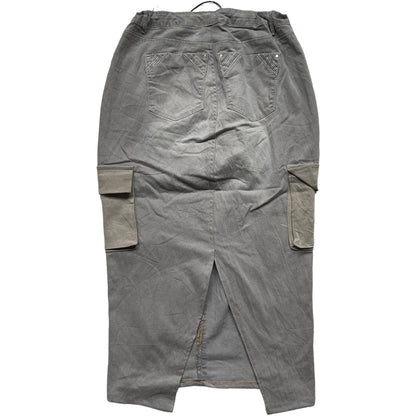 Y2K Reworked Maxi Cargo Skirt Adjustable Vintage Grey S_12