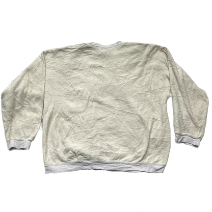 Vintage Adidas Sweatshirt 3 Stripes Retro L Size Cream A_29