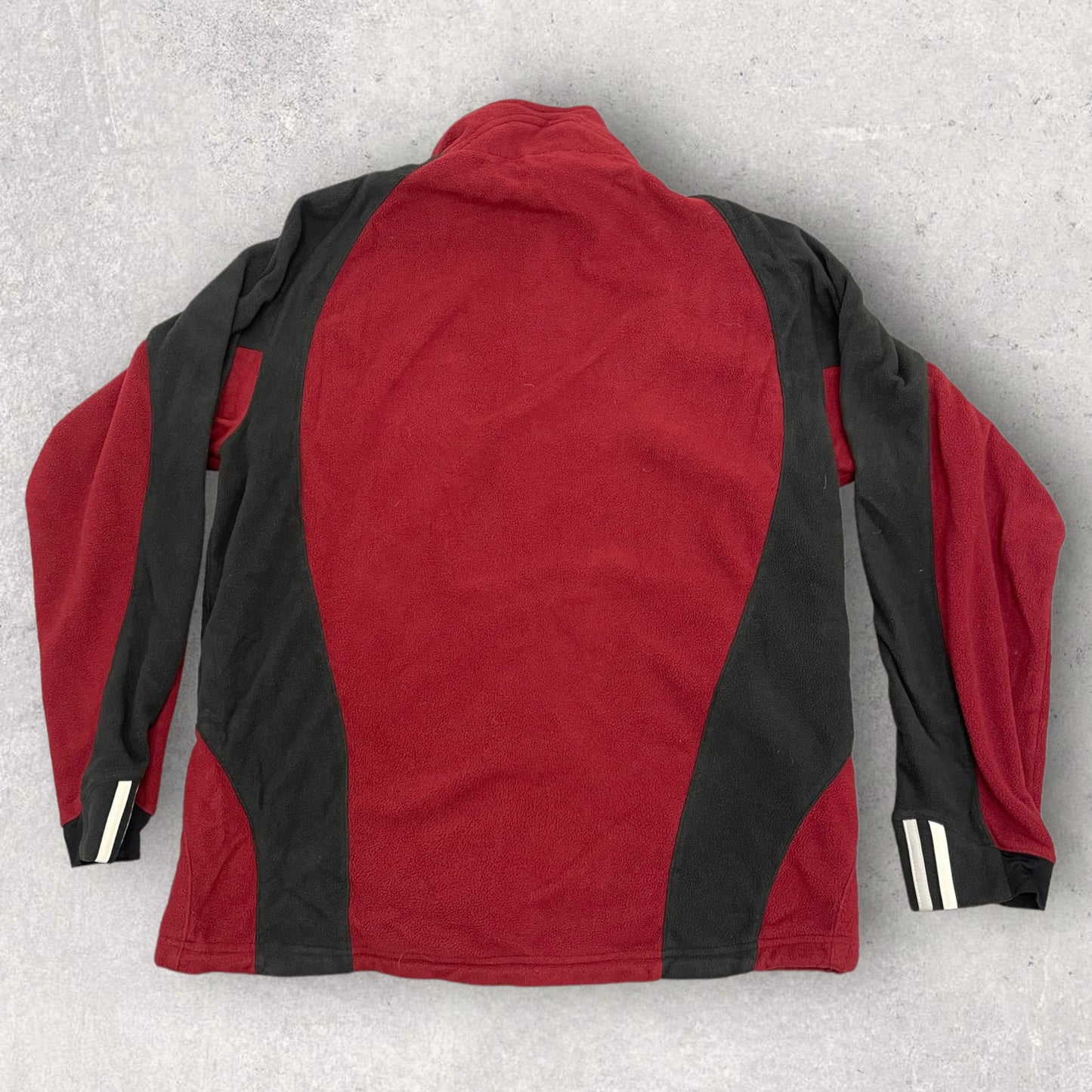Vintage Adidas Fleece Jacket 3 Stripe Retro Burgundy Size M Fl_14