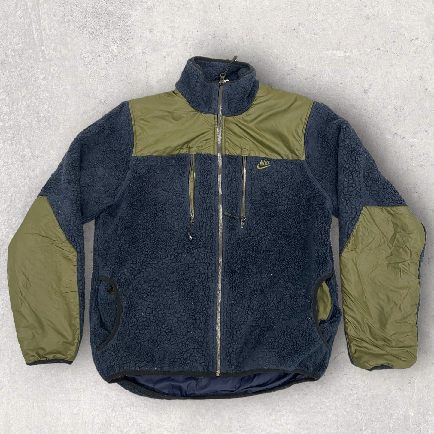 Vintage Nike Fleece Jacket Navy  Retro 80s Size M FL_4