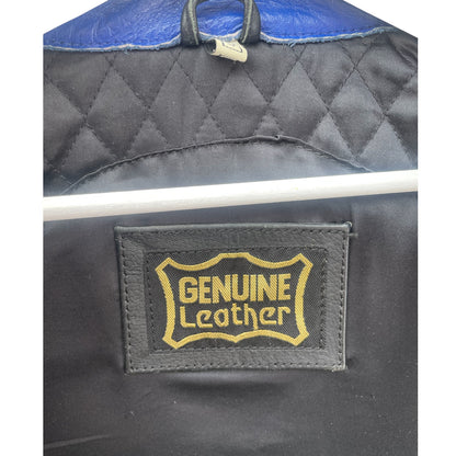 Leather Motorbike Suziki Race Jacket Vintage S Size Blue A_74