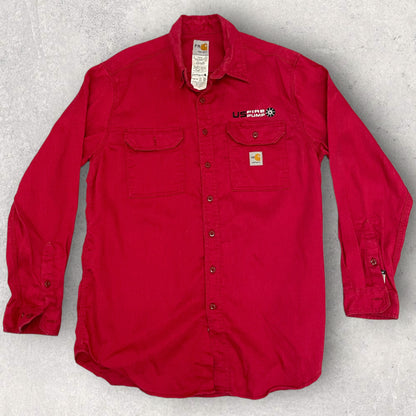 Vintage Carhartt Long Sleeve Shirts Workwear Red Size L SH_9