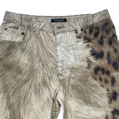 Roberto Cavalli Leopard Trouser Fashion M Size Multi A_56
