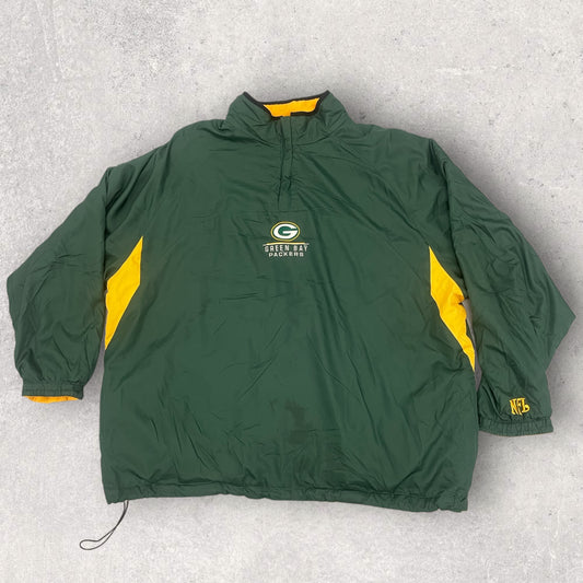 Vintage NFL Fleece Jacket Green Packers Reversible Size XXL Fl_17