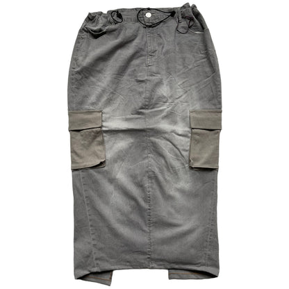 Y2K Reworked Maxi Cargo Skirt Adjustable Vintage Grey S_12