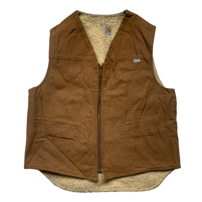 Carhartt Vintage Vest Workwear Fur Lined M Size Camel A_40