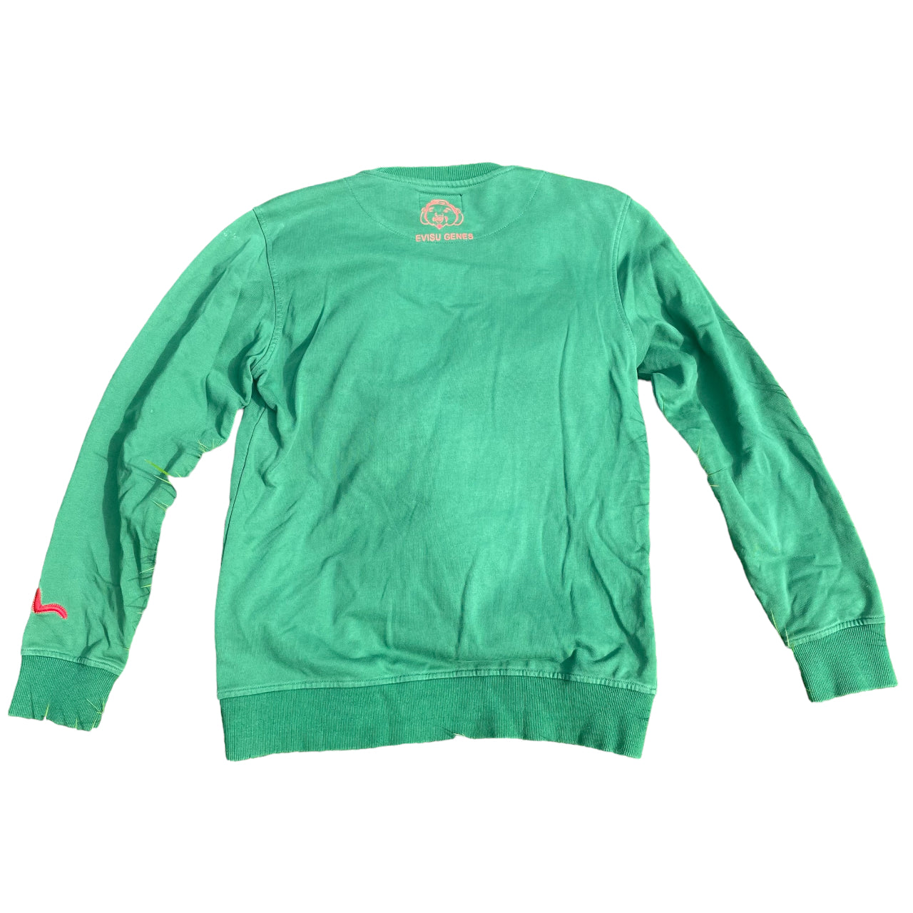Vintage Evisu Sweatshirt Retro Big Logo M Size Green A_67