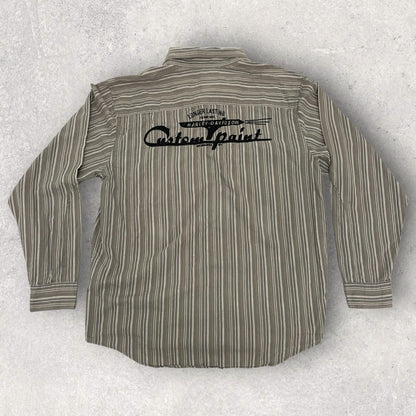 Vintage Harley Davidson Long Sleeve Shirt Grey Size L SH_7