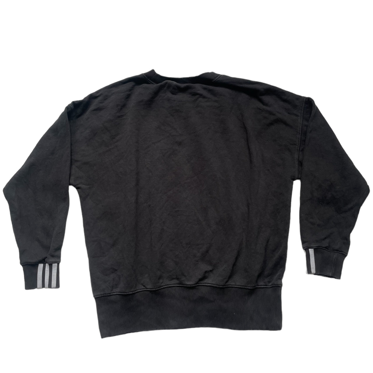 Adidas Vintage Sweatshirt 3 Stripes 80s Retro XL Size Black A_31