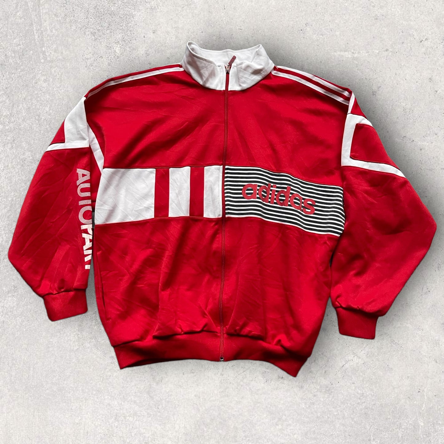 Adidas Vintage Tracksuit Top Full Zip Retro Red L Size T_11