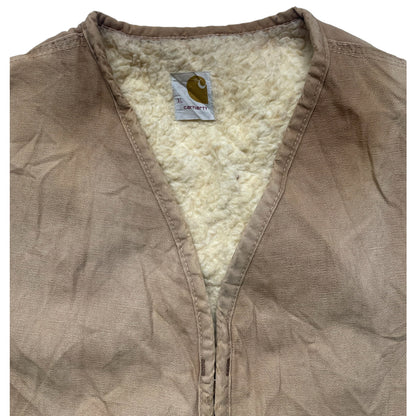 Carhartt Vintage Vest Workwear Fur Lined XL Size Camel A_42