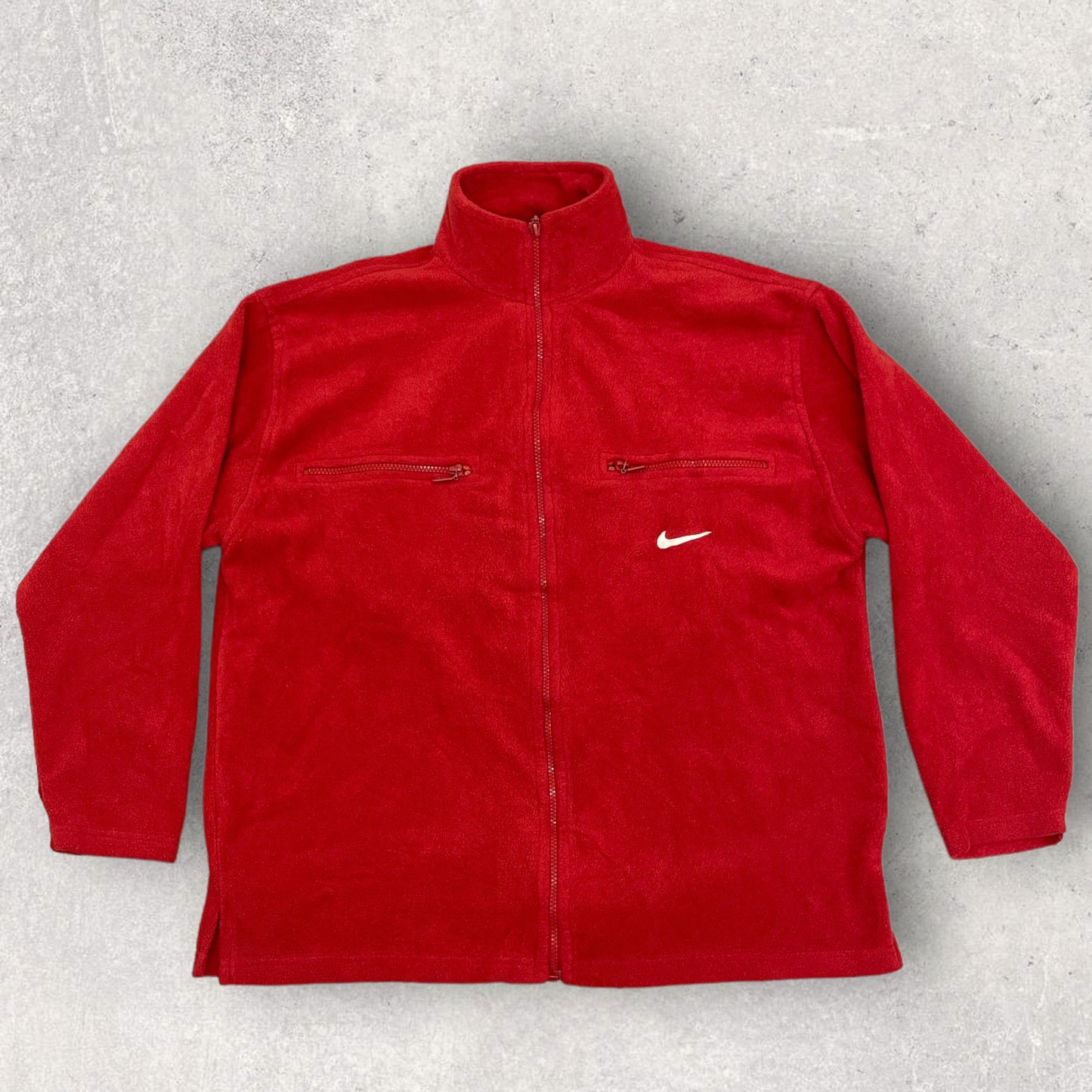 Vintage Nike Fleece Jacket Size M Red 90s Retro FL_2
