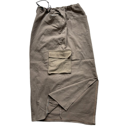 Y2K Reworked Maxi Cargo Skirt Adjustable Vintage Beige S_1