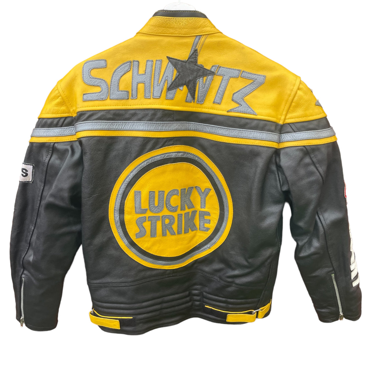 Lucky Strike Motorbike Jacket Vintage Retro XS Size Yellow A_75